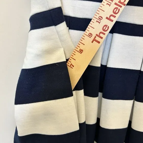 Anthropologie Hutch Dress Womens 4 Blue White Striped V-Neck Nautical Fit‎ Flare - Picture 7 of 10